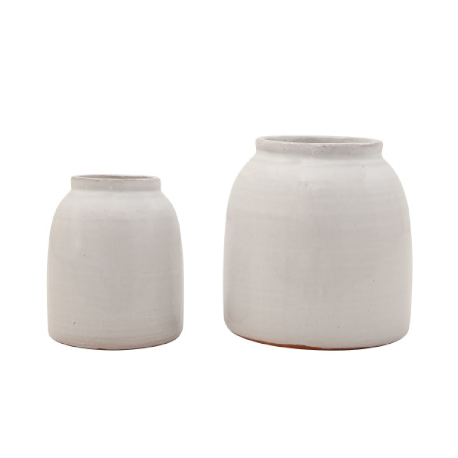 White Terracotta Jar Vases (Set of 2 Sizes)